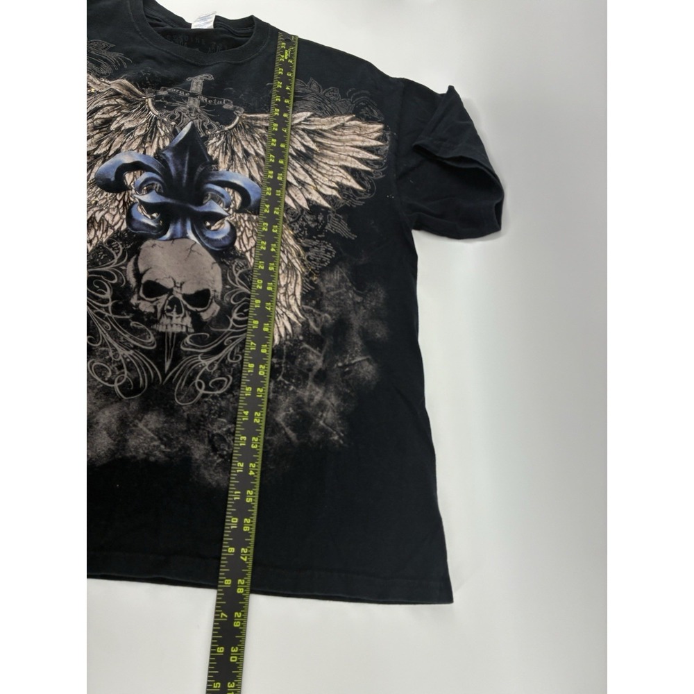 Lot Of 2 VNTG Y2K Skull Wing Graphic Double sided T-Shirt Black Gray‎ Size XL - Picture 8 of 11